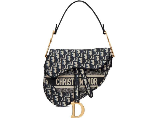 Dior Saddle Bag Dior Oblique Embroidery Blue