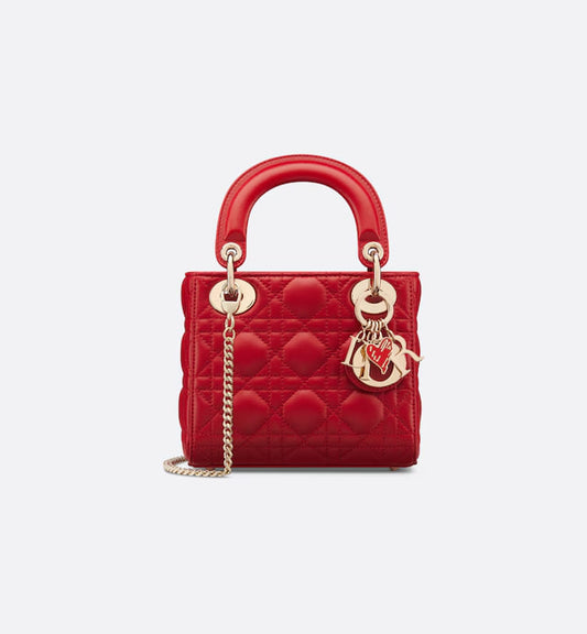 Dior Dioramour Mini Lady Dior Bag Red