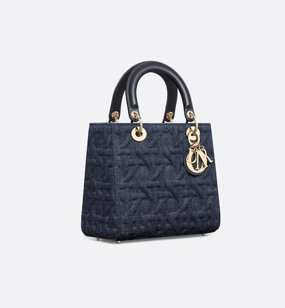 Medium Lady Dior Bag Blue Graphic