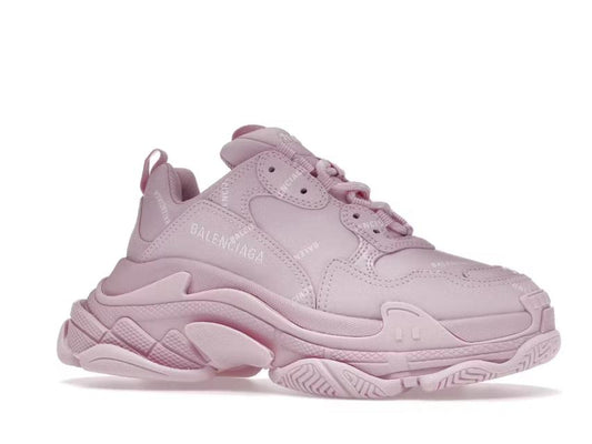 Balenciaga All Over Logo Triple S Pink White