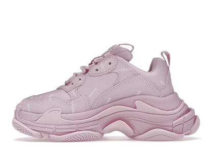 Balenciaga All Over Logo Triple S Pink White