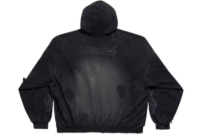 Balenciaga Paris Moon No Pocket Hoodie Oversized Faded Black