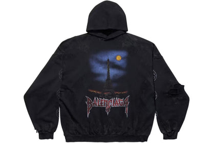 Balenciaga Paris Moon No Pocket Hoodie Oversized Faded Black