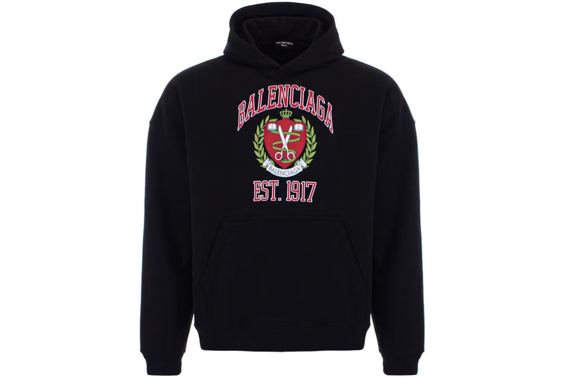 Balenciaga College wide fit Hoodie Black