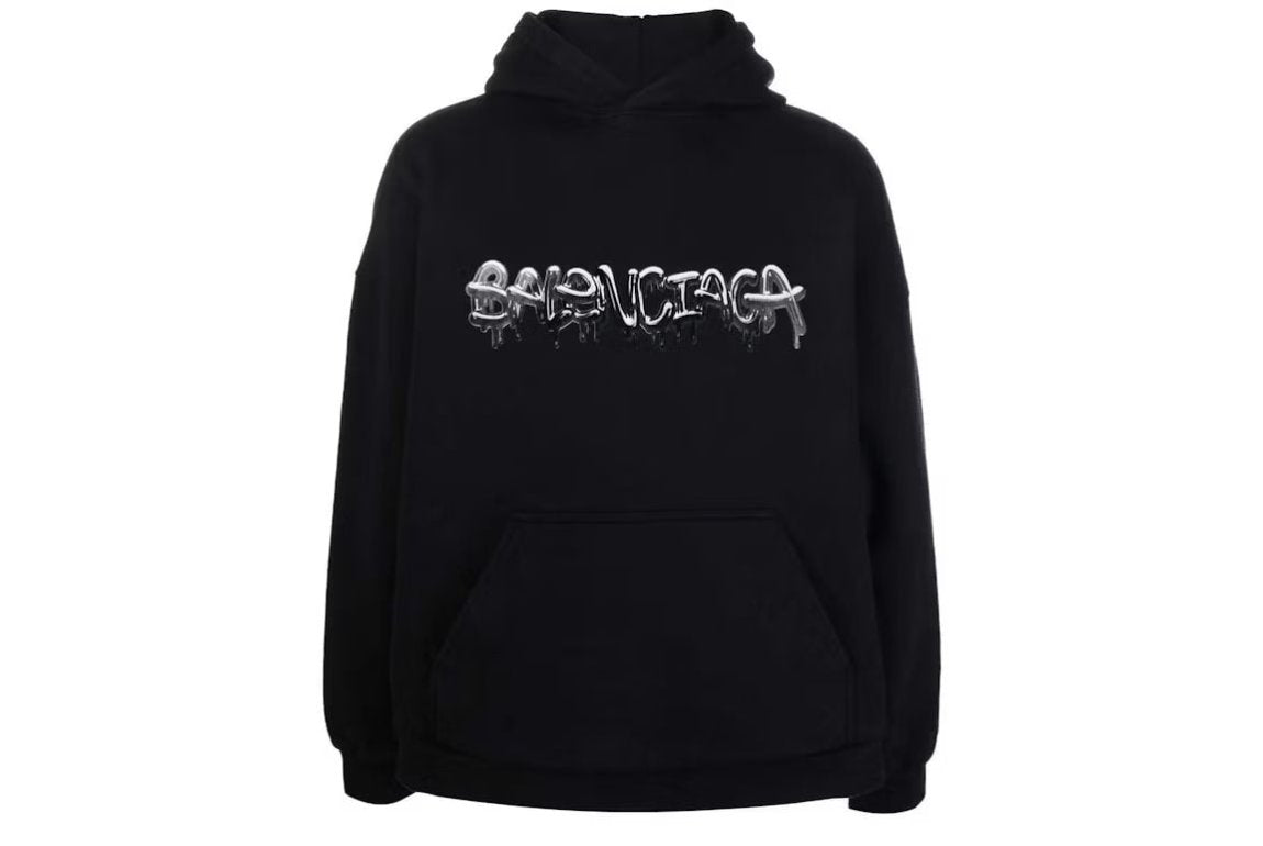 Balenciaga Wide Fit Slime Hoodie Black