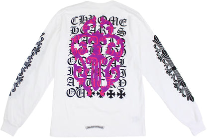 Chrome Hearts Eye Chart Dagger Longsleeve T-shirt White/Pink