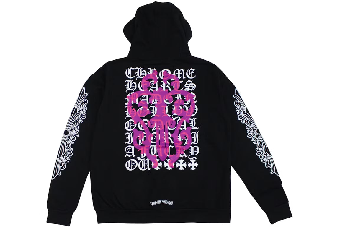 Chrome Hearts Eye Chart Dagger Zip-Up Hoodie Black