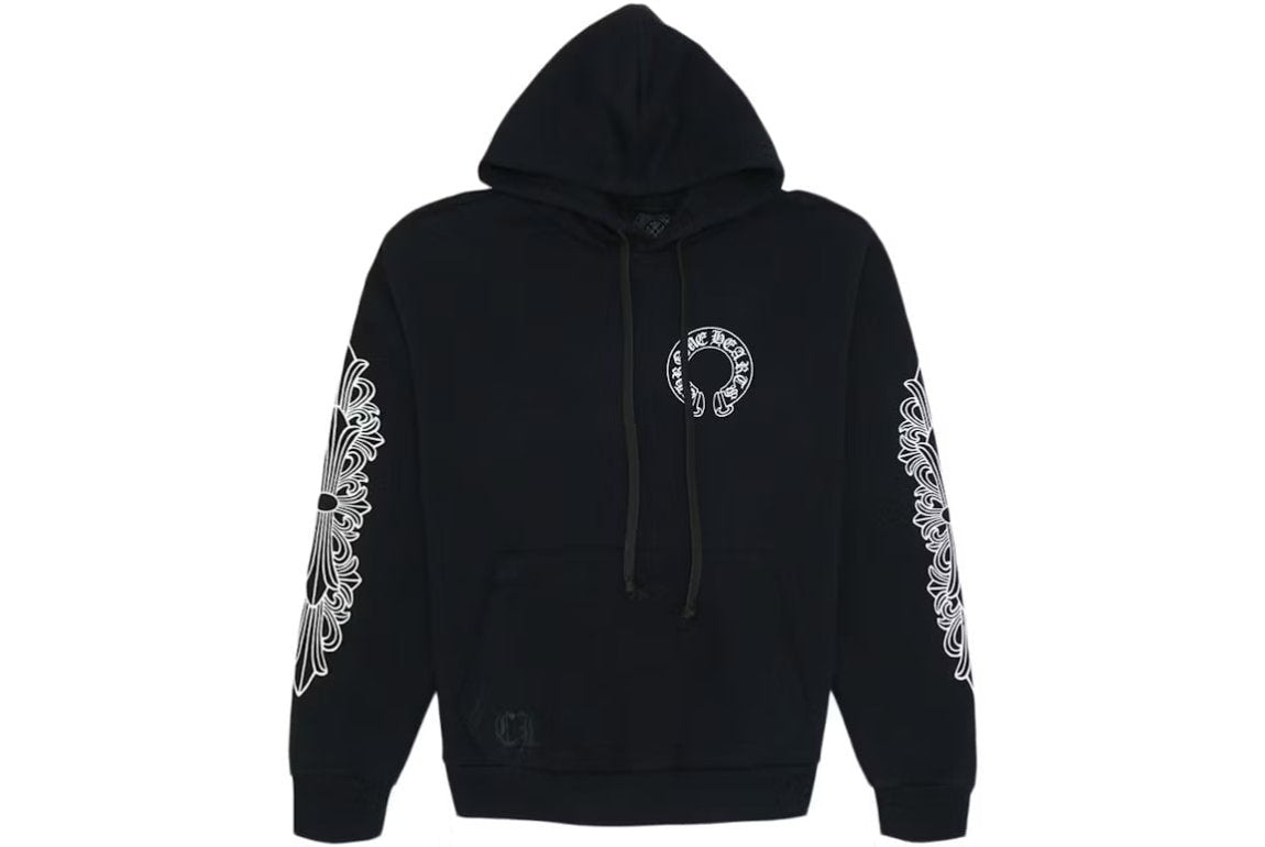 Chrome Hearts Horse Shoe Floral Hoodie Black