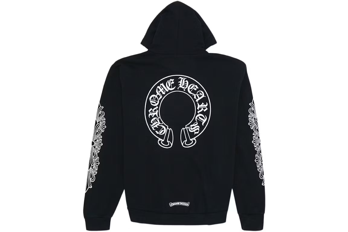 Chrome Hearts Horse Shoe Floral Hoodie Black