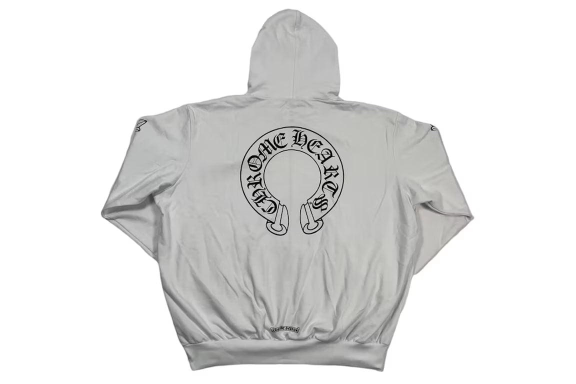 Chrome Hearts Horseshoe Floral Zip Up Hoodie White