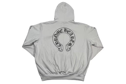 Chrome Hearts Horseshoe Floral Zip Up Hoodie White