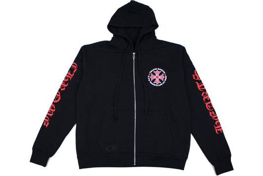 Chrome Hearts Made In Hollywood Plus Cross Zip Up Hoodie Black/Red