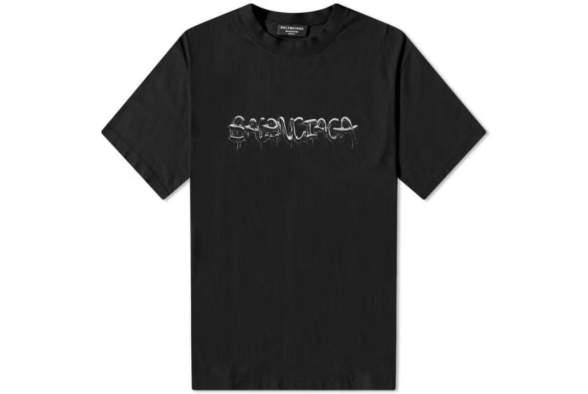 Balenciaga Women's Slime Medium Fit Vintage T-Shirt Black