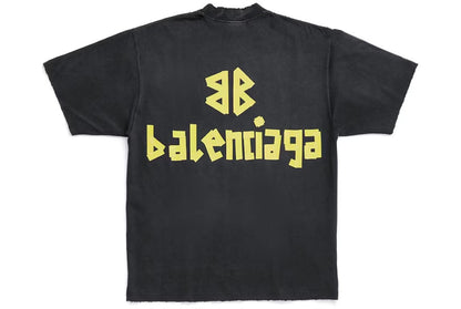 Balenciaga Tape Type Medium Fit T-shirt Black Faded