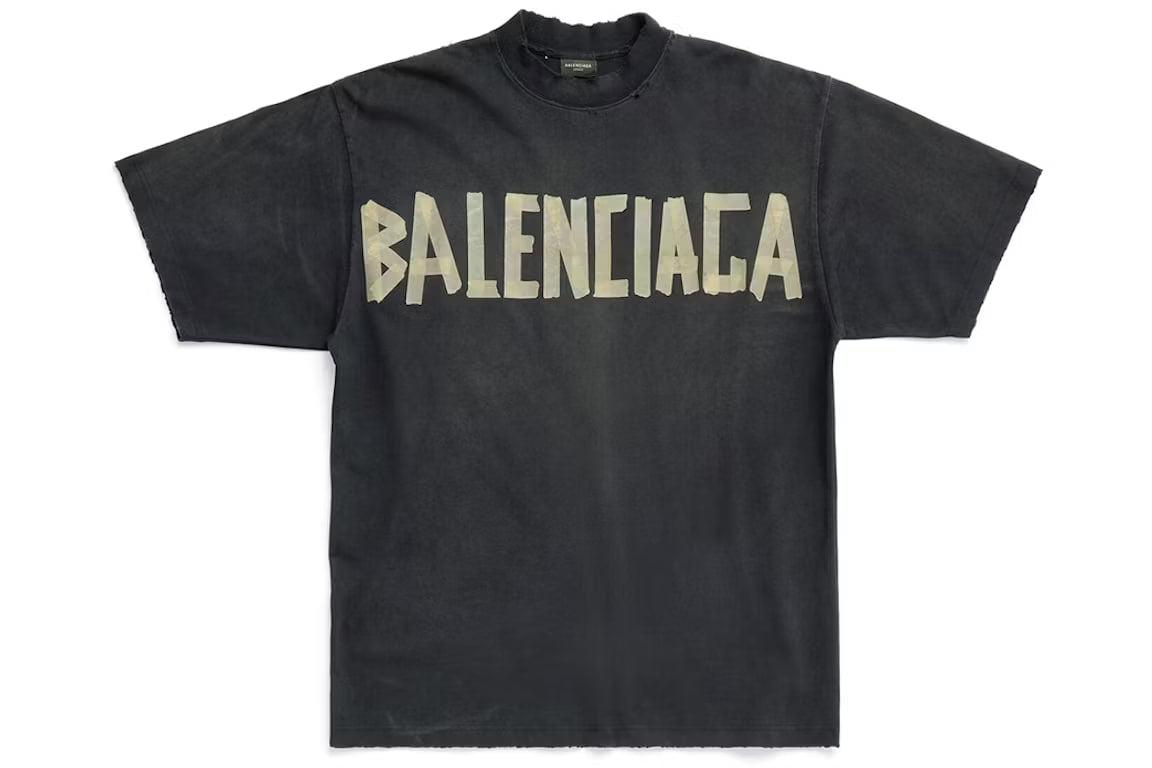 Balenciaga Tape Type Medium Fit T-shirt Black Faded