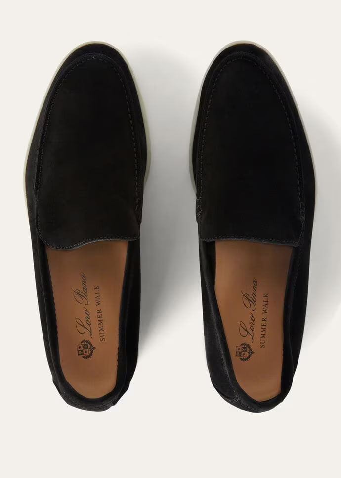 Loro Piana Summer Walk Loafers Suede Black