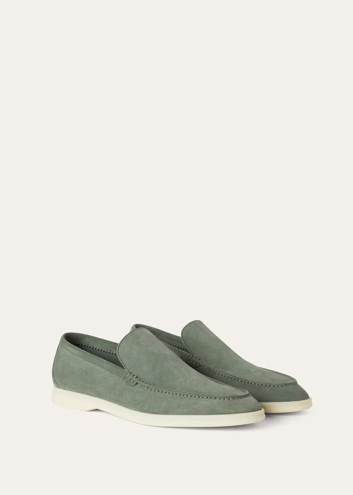 Loro Piana Summer Walk Loafers Suede Frozen Fir