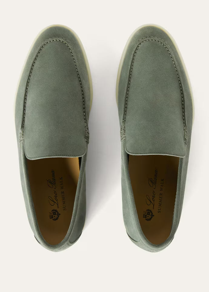 Loro Piana Summer Walk Loafers Suede Frozen Fir