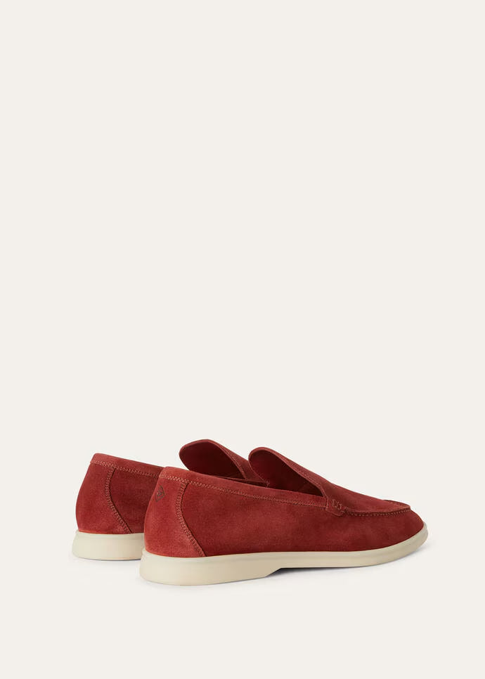 Loro Piana Summer Walk Loafers Suede Red Moon