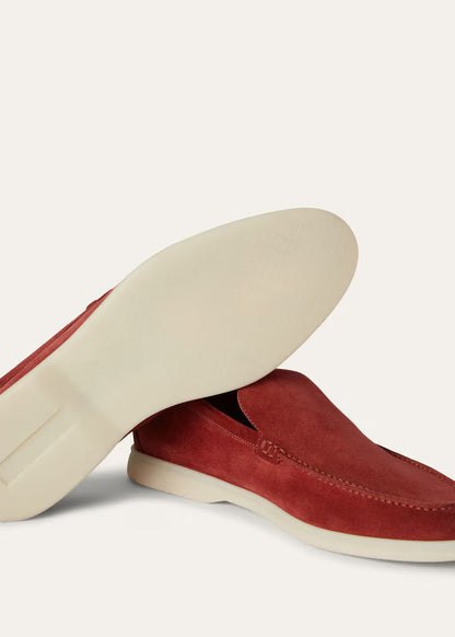 Loro Piana Summer Walk Loafers Suede Red Moon