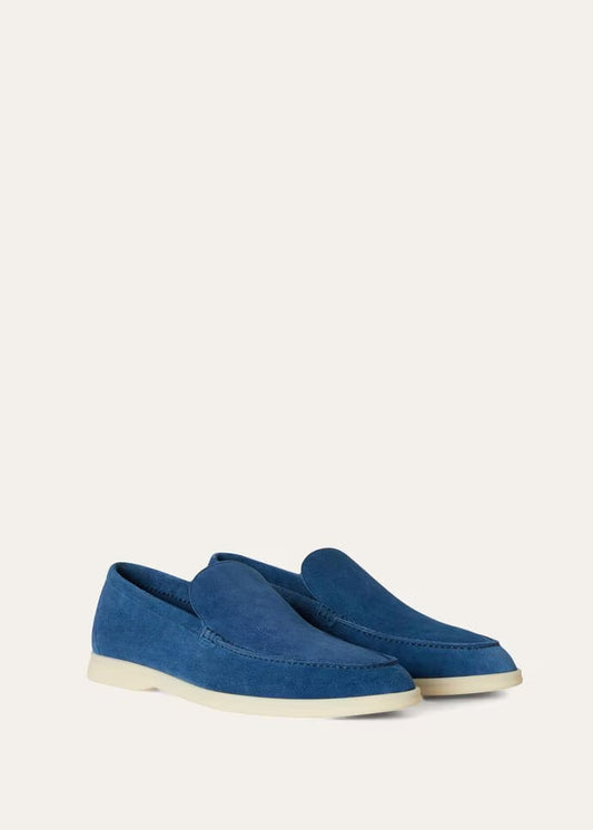 Loro Piana Summer Walk Loafers Suede Cobalt Ink