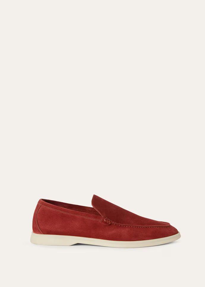 Loro Piana Summer Walk Loafers Suede Red Moon