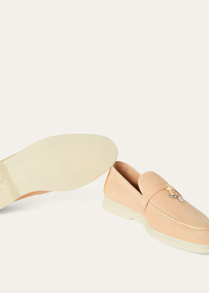 Loro Piana Summer Charms Walk Loafers Suede Pink Reef