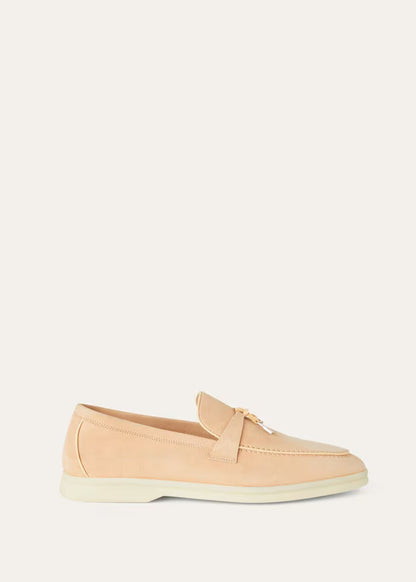 Loro Piana Summer Charms Walk Loafers Suede Pink Reef