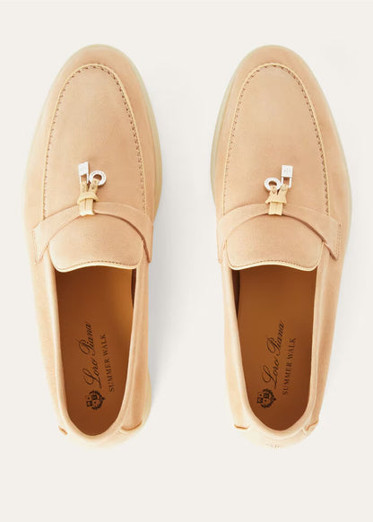 Loro Piana Summer Charms Walk Loafers Suede Pink Reef