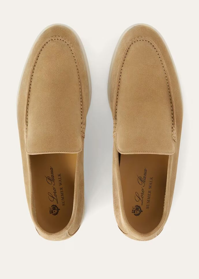 Loro Piana Summer Walk Loafers Suede Light Wood Smoke