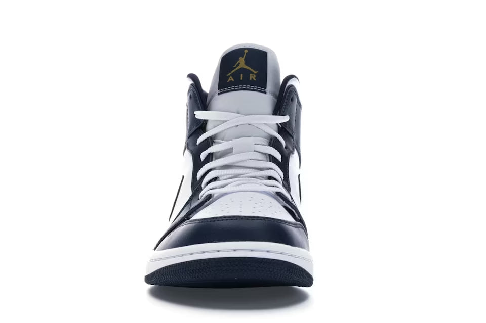 Air Jordan 1 Mid White Metallic Gold Obsidian