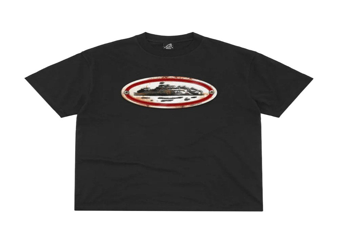 Corteiz Rusty Alcatraz Logo Tee Black