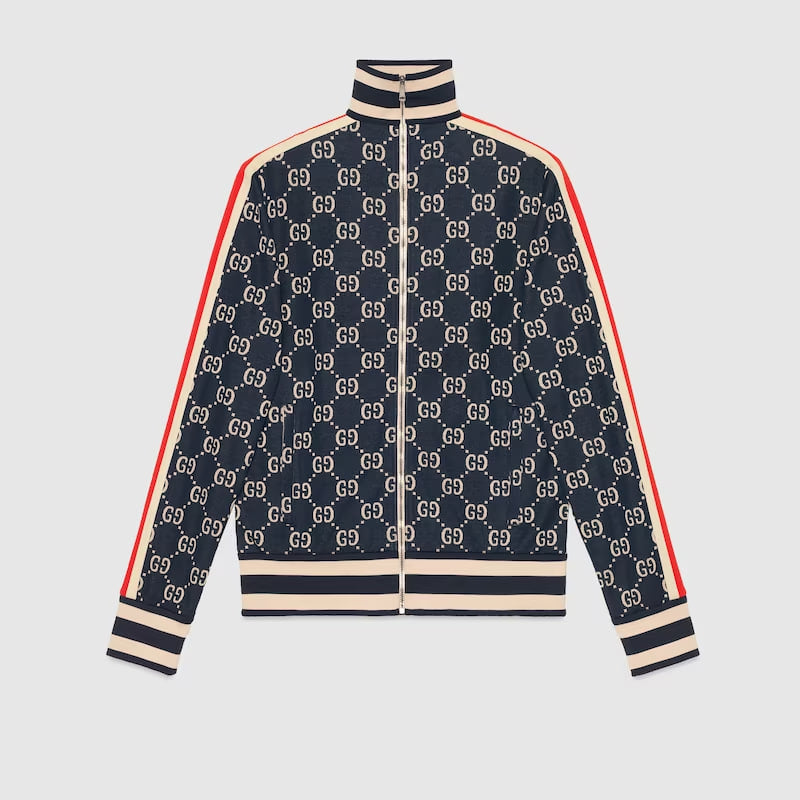 GG Jacquard Cotton Jacket Navy Blue