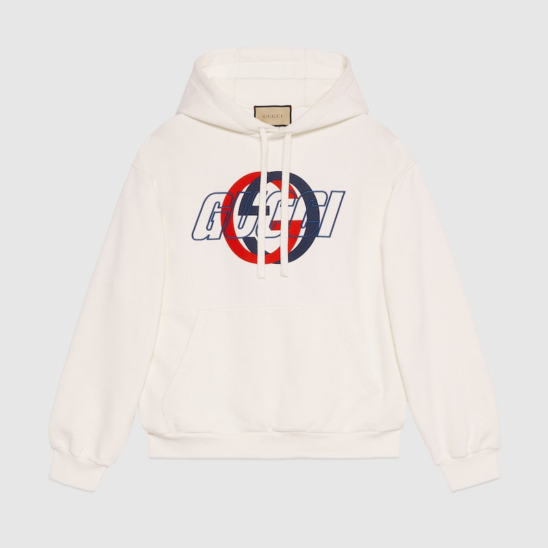 Gucci Cotton Jersey Hooded Sweatshirt Beige