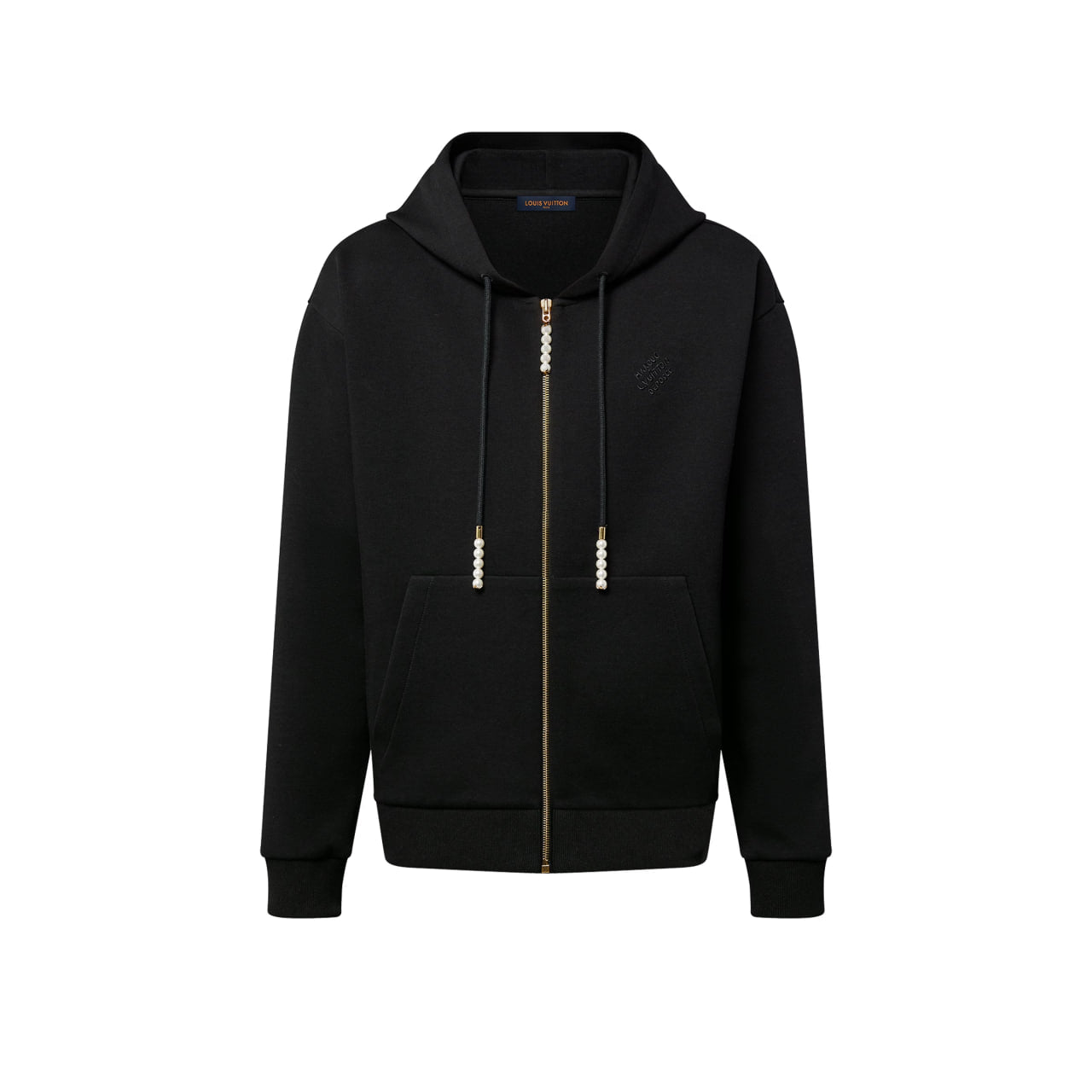 Louis Vuitton Embroidered Jersey Zip-Through Hoodie Ready To Wear Black