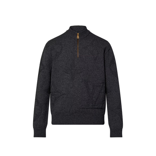 Louis Vuitton Monogram Jacquard Wool Half Zip Pullover