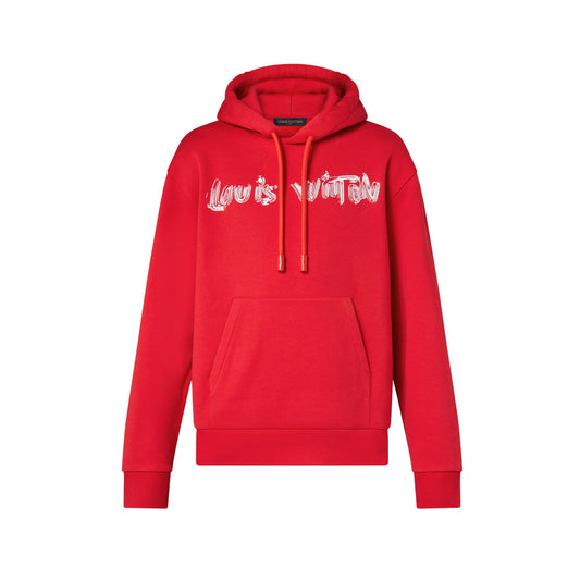 Louis Vuitton Printed Cotton Hoodie Red