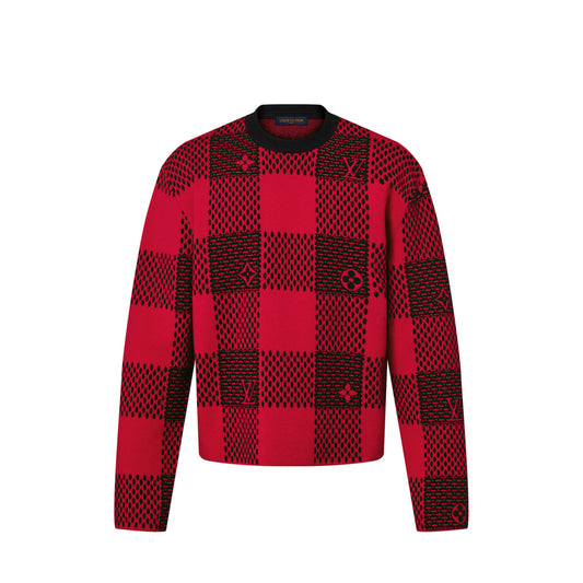 Louis Vuitton Damier Wool Crewneck Red