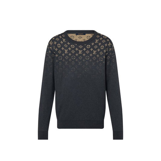 Louis Vuitton Gradient Cotton Crewneck For Men Dark Grey