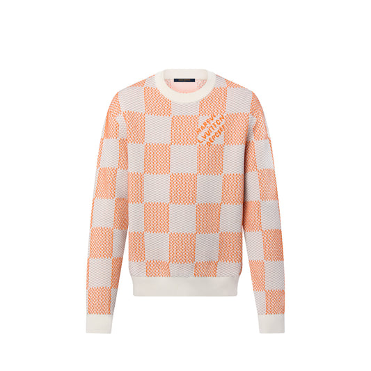 Louis Vuitton Damier Jacquard Cotton Pullover White/Orange