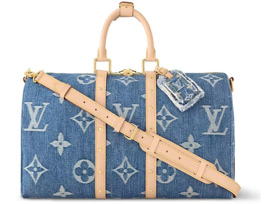 Louis Vuitton Keepall Bandouliere 45 Monogram Denim Blue